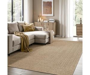 the carpet Kansas - Alfombra para Exterior e Interior con Aspecto de Yute Natural, Resistente a la Intemperie, Apta para Patio y jardín, Naturaleza, 80 x 150 cm