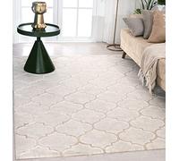 the carpet Knight - Alfombra, Sala de Estar, Pelo Corto Suave, Efecto 3D, Elementos de diseño Brillantes, Estructura Alto-bajo, Beige, 140 x 200 cm