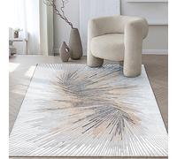 the carpet Mila - Alfombra Moderna de Pelo Corto, Sala de Estar, Dormitorio, Brillo Elegante, Fibra Brillante, Efecto Alto-bajo, Grau, 140 x 200 cm