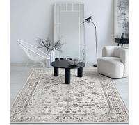 the carpet Mila - Alfombra Moderna de Pelo Corto, Sala de Estar, Dormitorio, Brillo Elegante, Fibra Brillante, Efecto Alto-bajo, Creme, 200 x 290 cm