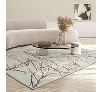 the carpet Mila - Alfombra Moderna de Pelo Corto, Sala de Estar, Dormitorio, Brillo Elegante, Fibra Brillante, Efecto Alto-bajo, Efecto relámpago, Creme, 80 x 150 cm