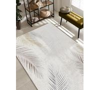 the carpet Mila - Alfombra Moderna de Pelo Corto, Sala de Estar, Dormitorio, Brillo Elegante, Fibra Brillante, Efecto Alto-bajo, Pluma, Creme, 160 x 230 cm