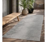 the carpet Mistra - Alfombra Robusta, Moderna, Duradera y fácil de cuidar, Interior y Exterior, salón, Ideal para Cocina, Pasillo e Invernadero, Tejido Plano, Gris, 80x200