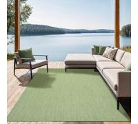 the carpet Mistra - Alfombra Robusta, Moderna, Duradera y fácil de cuidar, Interior y Exterior, salón, Ideal para Cocina, Pasillo e Invernadero, Tejido Plano, Verde, 80x150