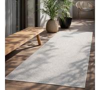 the carpet Mistra - Alfombra Robusta, Moderna, Duradera y fácil de cuidar, Interior y Exterior, salón, Ideal para Cocina, Pasillo e Invernadero, Tejido Plano, Crema, 80x200