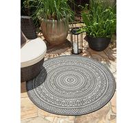 the carpet Mistra - Alfombra Robusta, Moderna, Duradera y fácil de cuidar, Interior y Exterior, salón, Ideal para Cocina, Pasillo e Invernadero, Tejido Plano, Gris, 120 cm Redondo