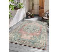 the carpet Palma - Versátil, Interior y Exterior, diseño Moderno, Sala de Estar, Resistente a la Intemperie y a los Rayos UV, Duradera, fácil de Limpiar, balcón, Invernadero, Rosa, 120 x 170 cm