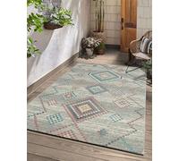 the carpet Palma - Versátil, Interior y Exterior, diseño Moderno, Sala de Estar, Resistente a la Intemperie y a los Rayos UV, Duradera, fácil de Limpiar, balcón, Invernadero, Crema, 160 x 230 cm