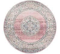 the carpet Palma - Versátil, Interior y Exterior, diseño Moderno, Sala de Estar, Resistente a la Intemperie y a los Rayos UV, Duradera, fácil de Limpiar, balcón, Invernadero, Rosa, 120 cm Redondo