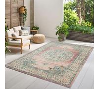 the carpet Palma - Versátil, Interior y Exterior, diseño Moderno, Sala de Estar, Resistente a la Intemperie y a los Rayos UV, Duradera, fácil de Limpiar, balcón, Invernadero, Rosa, 200 x 290 cm