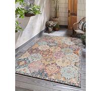 the carpet Palma - Versátil, Interior y Exterior, diseño Moderno, Sala de Estar, Resistente a la Intemperie y a los Rayos UV, Duradera, fácil de Limpiar, balcón, Invernadero, Multi, 240 x 340 cm
