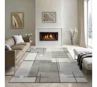 the carpet Pearl - Alfombra Moderna de Pelo Corto denso para salón Dormitorio, Corte de Contorno, patrón geométrico, patrón Ondulado, Beige, 140 x 200 cm
