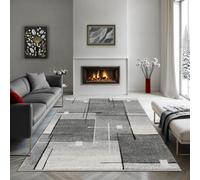 the carpet Pearl - Alfombra Moderna de Pelo Corto denso para salón Dormitorio, Corte de Contorno, patrón geométrico, patrón Ondulado, Gris, 160 x 220 cm