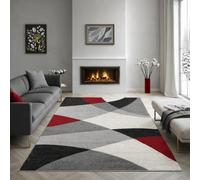 the carpet Pearl - Alfombra Moderna de Pelo Corto denso para salón Dormitorio, Corte de Contorno, patrón geométrico, patrón Ondulado, Gris, 80 x 140 cm