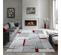 the carpet Pearl - Alfombra Moderna de Pelo Corto denso para salón Dormitorio, Corte de Contorno, patrón geométrico, patrón Ondulado, Gris, 160 x 220 cm