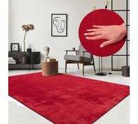 the carpet Relax - Alfombra Moderna y mullida de Pelo Corto, para salón, Parte Inferior Antideslizante, Lavable hasta 30 Grados, Muy Suave, Rojo, 240 x 340 cm