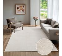 the carpet Rio - Alfombra Moderna y Suave para Sala de Estar y Dormitorio con Respaldo Antideslizante y diseño 3D, Superficie mullida, fácil de cuidar y Resistente, Crema, 160 x 220 cm
