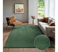 the carpet Rio - Alfombra Moderna y Suave para Sala de Estar y Dormitorio con Respaldo Antideslizante y diseño 3D, Superficie mullida, fácil de cuidar y Resistente, Verde, 120 x 160 cm