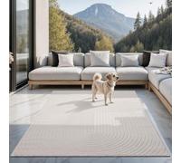 the carpet Santo Plus - Alfombra de Exterior, Adecuada para salón, Dormitorio y terraza, Resistente a la Intemperie, Duradera y fácil de Mantener, Crema, 300 x 400 cm