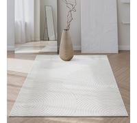 the carpet Santo Plus - Alfombra para salón y dormitorio, de alta calidad, fácil de cuidar y duradera, diseño moderno, también apta para exteriores, crema, 140 x 200 cm
