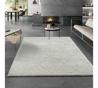 the carpet Velvet - Alfombra de diseño elegante para salón, suave y fácil de limpiar, color crema, rombo, 120 x 170 cm