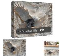 The Carved Eagle Jigsaw Puzzle 1000 Pieces, Challenging Bald Eagles Mid-Flight Design Puzzles, 2025 New Majestic Bald Eagle Puzzle Game, Perfect Home Wall Decoration