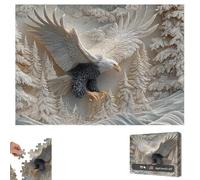 The Carved Eagle Jigsaw Puzzle 1000 Pieces, Majestic Bald Eagle in Flight Wildlife Puzzle Game, Challenging Mid-Flight Design for Family Fun & Wall Decoration