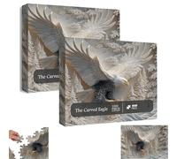 The Carved Eagle Jigsaw Puzzle 1000 Pieces, Majestic Bald Eagle Puzzle Game, Challenging and Artistic Carved Forest Design Puzzles Game, Home Decoration & Family Activity (2Pcs)