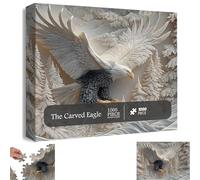 The Carved Eagle Jigsaw Puzzle 1000 Pieces, Majestic Bald Eagle Puzzle Game, Challenging and Artistic Carved Forest Design Puzzles Game, Home Decoration & Family Activity (1Pcs)
