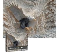 The Carved Eagle Jigsaw Puzzle 1000 Pieces, Majestic Bald Eagle Puzzle Game, Challenging Eagle Wildlife Art Design Puzzles Game, Home DecorationFamily Activity (2Pcs)