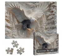 The Carved Eagle Jigsaw Puzzle 1000 Pieces, Majestic Bald Eagle Puzzle Game, Challenging Wildlife Art Puzzle, Artistic Nature Design for Family Fun and Home Decoration