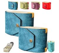 The Cash Wrap - Cartera con cierre, organizador de dinero de cuero de grano completo con cierre magnético, soporte para billetes de acceso rápido para billetes de 1 a 99 billetes, Azul, 2 unidades, 1