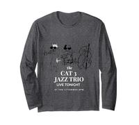 The Cat 3 Jazz Trio - Camiseta de música Cool Kitty Manga Larga