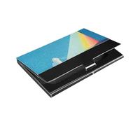 The Cat Behind The Rainbow - Tarjetero delgado y delgado con funda de cuero y acero inoxidable para viajes, hogar u oficina