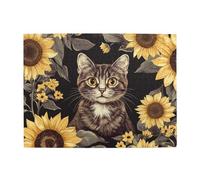 The Cat Is Among The Sunflowers - Rompecabezas de madera de 500 piezas para adultos, rompecabezas desafiante para juegos de tamaño de juego de 15 x 20.4 pulgadas