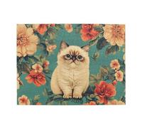 The Cat Is Sitting Among The Flowers - Rompecabezas de madera de 500 piezas para adultos, rompecabezas desafiante para juego de tamaño de 15 x 20.4 pulgadas