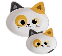 The Cat Ladies Cuencos de cerámica para gatos - Cuenco de comida apto para bigotes - Lindos platos para mascotas y gatitos - Platos para gatos - Platos para gatos - Platos para gatos - Calico, juego