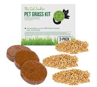 The Cat Ladies Hierba Gatera para Gatos - Kit de Recambio Cesped Natural para Gatos con 3X Mezcla Semillas Hierba Gatera y 3X Discos de Tierra
