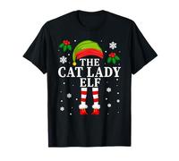 The Cat Lady Elf Family Matching Christmas Cat Lover Camiseta