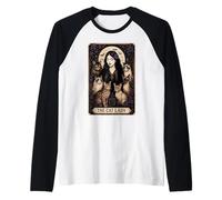 The Cat Lady Tarot Card Witchy Gothic Halloween Mystic Tee Camiseta Manga Raglan