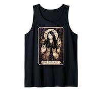 The Cat Lady Tarot Card Witchy Gothic Halloween Mystic Tee Camiseta sin Mangas