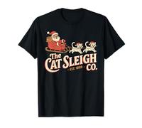 The Cat Sleigh Co. Retro Christmas - Divertidos Gatos Vintage Camiseta