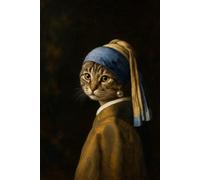The Cat with a Pearl Earring: Dutch Golden Age Art Parody Lined Journal: Johannes Vermeer Masterpiece Parody Cat Notebook | 120 Lined Pages | 6x9 ... Lovers, Art History Students, and Painters