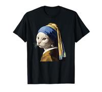 The Cat with a Pearl Earring T-Shirt Funny Vermeer Art Parod Camiseta