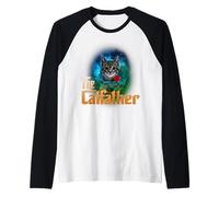 The Catfather Funny Kitten Cat Lover Funny Dad Fathers Day Camiseta Manga Raglan