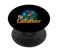 The Catfather Funny Kitten Cat Lover Funny Dad Fathers Day PopSockets PopGrip Adhesivo