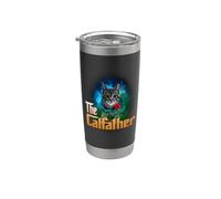 The Catfather Funny Kitten Cat Lover Funny Dad Fathers Day Vaso térmico de acero inoxidable de doble pared