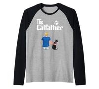 The Catfather Sphynx Cat Dad Funny Kitty Cats Loves Camiseta Manga Raglan