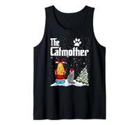 The Catmother Maine Coon Cat Mom Christmas Funny Kitty Xmas Camiseta sin Mangas