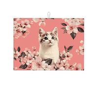 The Cat's Branches are Blooming. Tapete grande de microfibra para escurrir platos, reutilizable, lavable, para accesorios de cocina, 45,7 x 60,9 cm